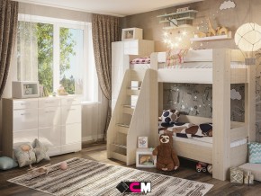 Детская Симба с двухъярусной кроватью белый глянец в Тавде - tavda.magazinmebel.ru | фото - изображение 1