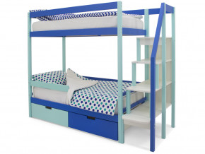 Двухъярусная кровать Svogen с ящиками и бортиком мятно-синий в Тавде - tavda.magazinmebel.ru | фото - изображение 1