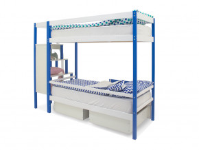 Двухъярусная кровать Svogen с ящиками и бортиком сине-белый в Тавде - tavda.magazinmebel.ru | фото - изображение 4