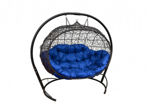 Кокон Улей подвесной с ротангом синяя подушка в Тавде - tavda.magazinmebel.ru | фото - изображение 1