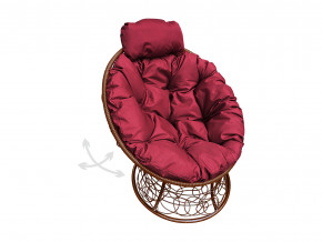 Кресло Папасан мини пружинка с ротангом бордовая подушка в Тавде - tavda.magazinmebel.ru | фото