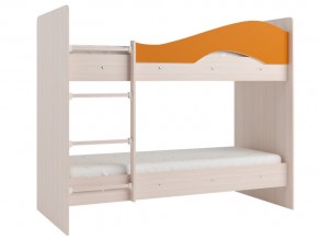 Кровать 2-х ярусная Мая на латофлексах млечный дуб, оранжевая в Тавде - tavda.magazinmebel.ru | фото