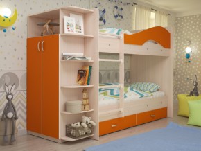 Кровать 2-х ярусная Мая с ящиками и шкафом на латофлексах оранж в Тавде - tavda.magazinmebel.ru | фото - изображение 1