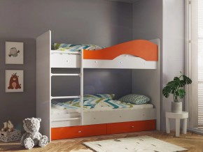Кровать 2-х ярусная Мая с ящиками на латофлексах белый-оранж в Тавде - tavda.magazinmebel.ru | фото