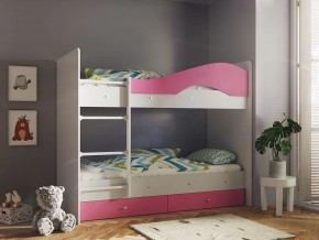 Кровать 2-х ярусная Мая с ящиками на латофлексах белый-розовый в Тавде - tavda.magazinmebel.ru | фото - изображение 1