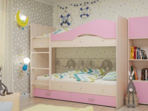 Кровать 2-х ярусная Мая с ящиками на латофлексах розовая в Тавде - tavda.magazinmebel.ru | фото - изображение 1