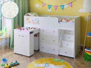 Кровать чердак Малыш 80х180 белый с фасадом для рисования феритейл в Тавде - tavda.magazinmebel.ru | фото - изображение 1
