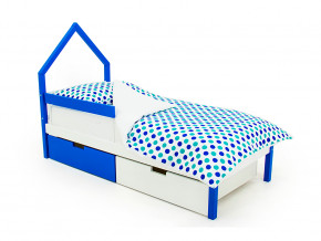 Кровать-домик мини Svogen с ящиками и бортиком сине-белый в Тавде - tavda.magazinmebel.ru | фото