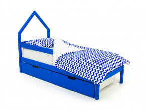 Кровать-домик мини Svogen с ящиками и бортиком синий в Тавде - tavda.magazinmebel.ru | фото