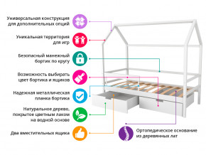 Кровать-домик Svogen с фото с ящиками и бортиком белый/барашки в Тавде - tavda.magazinmebel.ru | фото - изображение 2