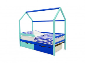 Кровать-домик Svogen с ящиками и бортиком мятно-синий в Тавде - tavda.magazinmebel.ru | фото