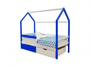 Кровать-домик Svogen с ящиками и бортиком сине-белый в Тавде - tavda.magazinmebel.ru | фото