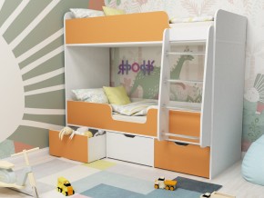 Кровать двухъярусная Малыш двойняшка белый-оранжевый в Тавде - tavda.magazinmebel.ru | фото