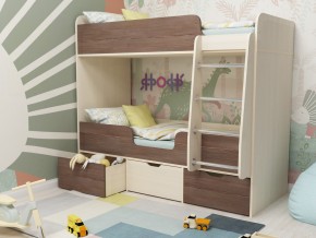 Кровать двухъярусная Малыш двойняшка дуб молочный-бодега в Тавде - tavda.magazinmebel.ru | фото