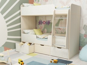 Кровать двухъярусная Малыш двойняшка дуб молочный-феритейл в Тавде - tavda.magazinmebel.ru | фото - изображение 1