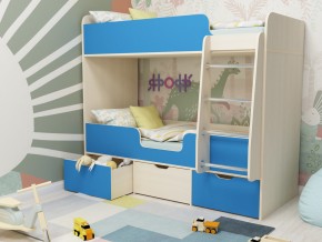 Кровать двухъярусная Малыш двойняшка дуб молочный-голубой в Тавде - tavda.magazinmebel.ru | фото
