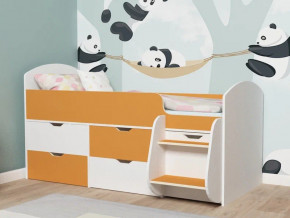 Кровать Малыш-7 белое дерево-оранжевый в Тавде - tavda.magazinmebel.ru | фото - изображение 1