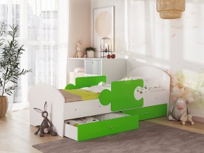 Кровать Мозаика с ящиком и бортиками на ламелях белый-лайм в Тавде - tavda.magazinmebel.ru | фото