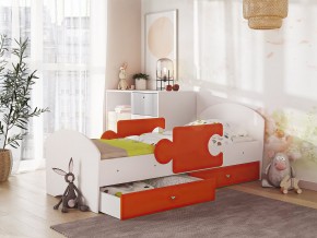 Кровать Мозаика с ящиком и бортиками на ламелях белый-оранж в Тавде - tavda.magazinmebel.ru | фото - изображение 1