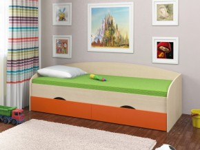 Кровать Соня 2 дуб молочный-оранжевый в Тавде - tavda.magazinmebel.ru | фото