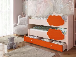 Кровать Соник с ящиком млечный дуб-оранж в Тавде - tavda.magazinmebel.ru | фото