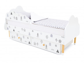 Кровать Stumpa Облако бортик и ящики рисунок Домики в Тавде - tavda.magazinmebel.ru | фото