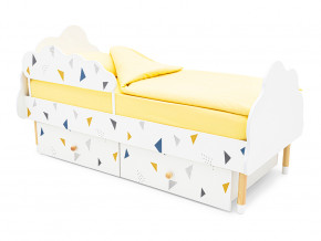 Кровать Stumpa Облако бортик и ящики рисунок Треугольники желтый, синий в Тавде - tavda.magazinmebel.ru | фото