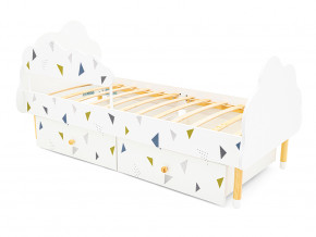 Кровать Stumpa Облако бортик и ящики рисунок Треугольники зеленый, синий в Тавде - tavda.magazinmebel.ru | фото - изображение 6