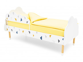 Кровать Stumpa Облако с бортиком рисунок Треугольники желтый, синий в Тавде - tavda.magazinmebel.ru | фото