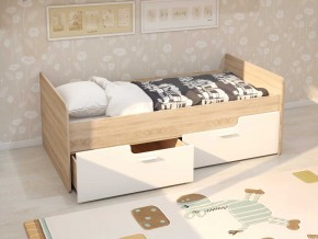 Кровать Умка дуб сонома с белыми ящиками в Тавде - tavda.magazinmebel.ru | фото