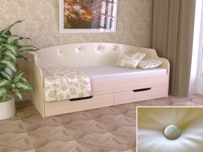 Кровать Юниор Тип 2 дуб молочный-белый перламутр 800х1600 в Тавде - tavda.magazinmebel.ru | фото