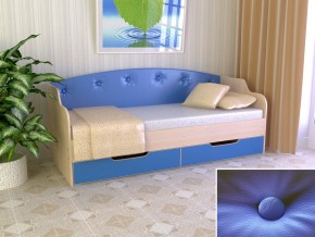 Кровать Юниор Тип 2 дуб молочный/синий 800х1600 в Тавде - tavda.magazinmebel.ru | фото