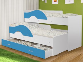 Кровать выкатная Радуга с ящиком 80х160 белая-голубой в Тавде - tavda.magazinmebel.ru | фото