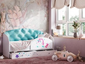 Кровать Звездочка с бортиком Белый-бирюзовый в Тавде - tavda.magazinmebel.ru | фото
