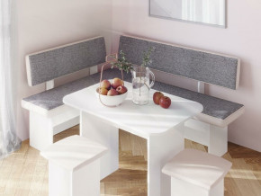 Кухонный уголок Парма Белый, ткань серая в Тавде - tavda.magazinmebel.ru | фото - изображение 3