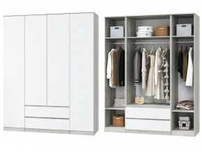 Шкаф для одежды четырехдверный Лори дуб серый, белый в Тавде - tavda.magazinmebel.ru | фото - изображение 1