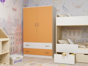 Шкаф двухстворчатый белый-оранж в Тавде - tavda.magazinmebel.ru | фото
