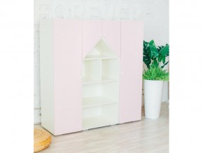 Шкаф-стеллаж Домик с пеналами бело-розовый в Тавде - tavda.magazinmebel.ru | фото