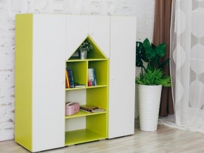 Шкаф-стеллаж Домик с пеналами зеленый-белый в Тавде - tavda.magazinmebel.ru | фото - изображение 1