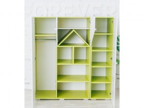 Шкаф-стеллаж Домик с пеналами зеленый-белый в Тавде - tavda.magazinmebel.ru | фото - изображение 2