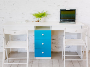 Стол письменный двухместный В 5 голубой в Тавде - tavda.magazinmebel.ru | фото - изображение 1